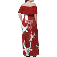 Custom Madagascar Football Family Matching Off Shoulder Maxi Dress and Hawaiian Shirt Alefa Barea