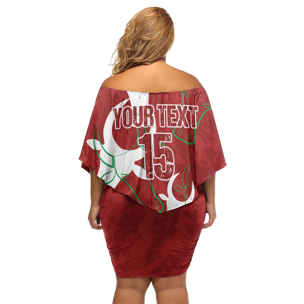 Custom Madagascar Football Family Matching Off Shoulder Short Dress and Hawaiian Shirt Alefa Barea