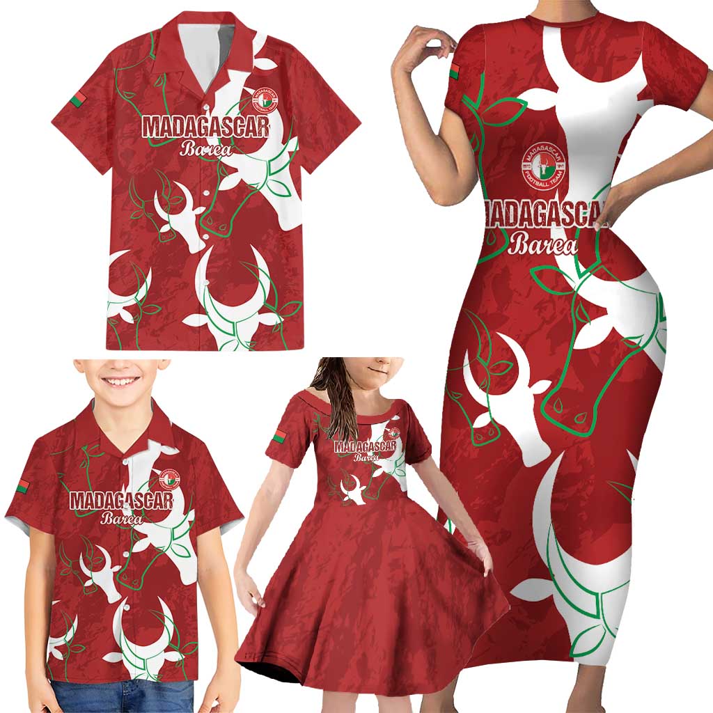 Custom Madagascar Football Family Matching Short Sleeve Bodycon Dress and Hawaiian Shirt Alefa Barea