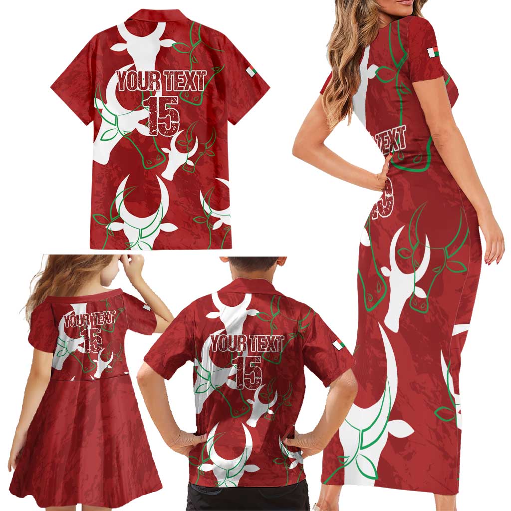 Custom Madagascar Football Family Matching Short Sleeve Bodycon Dress and Hawaiian Shirt Alefa Barea