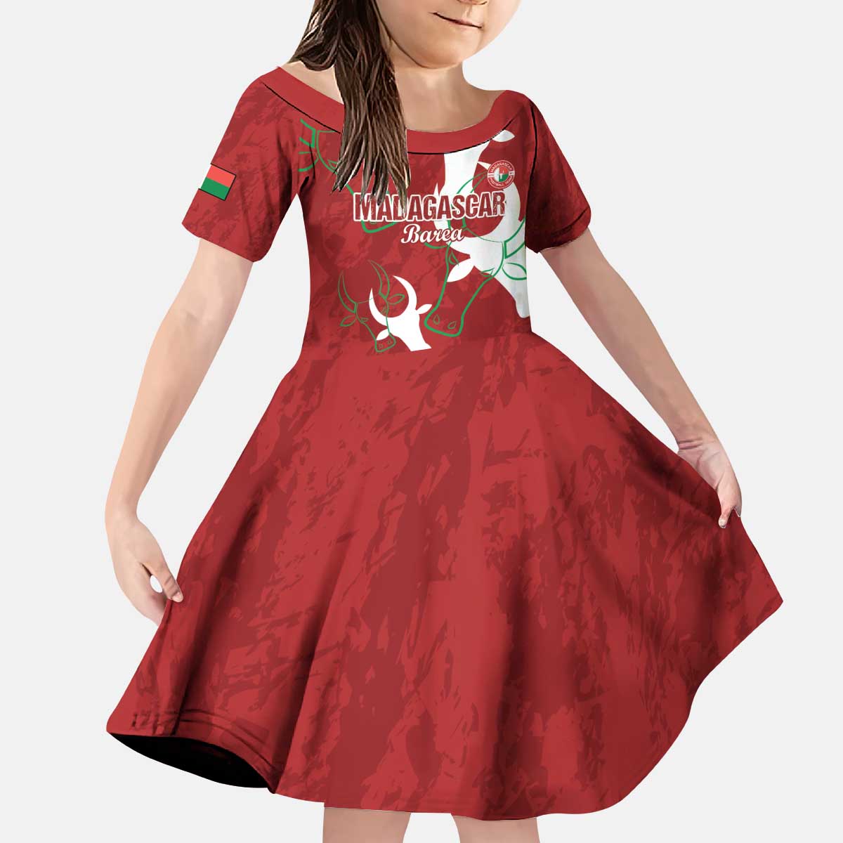 Custom Madagascar Football Kid Short Sleeve Dress Alefa Barea