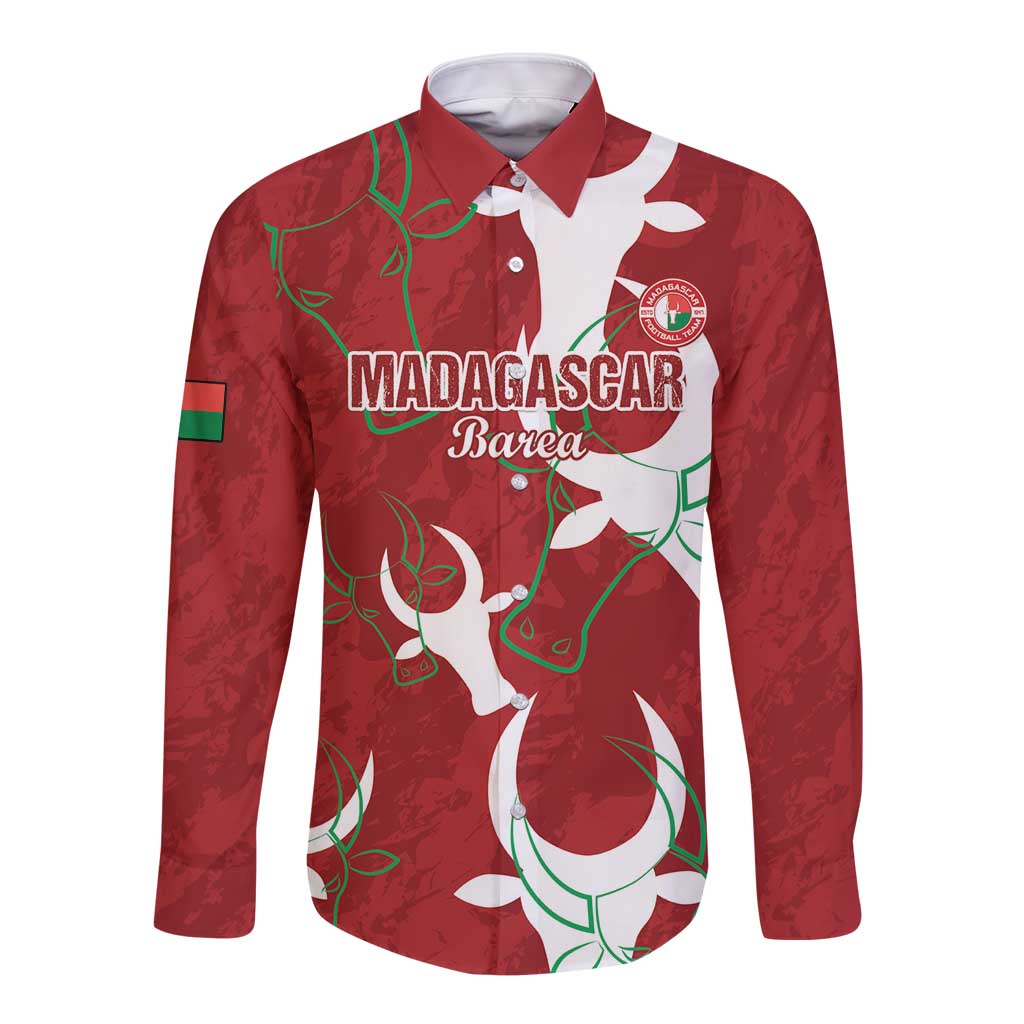 Custom Madagascar Football Long Sleeve Button Shirt Alefa Barea