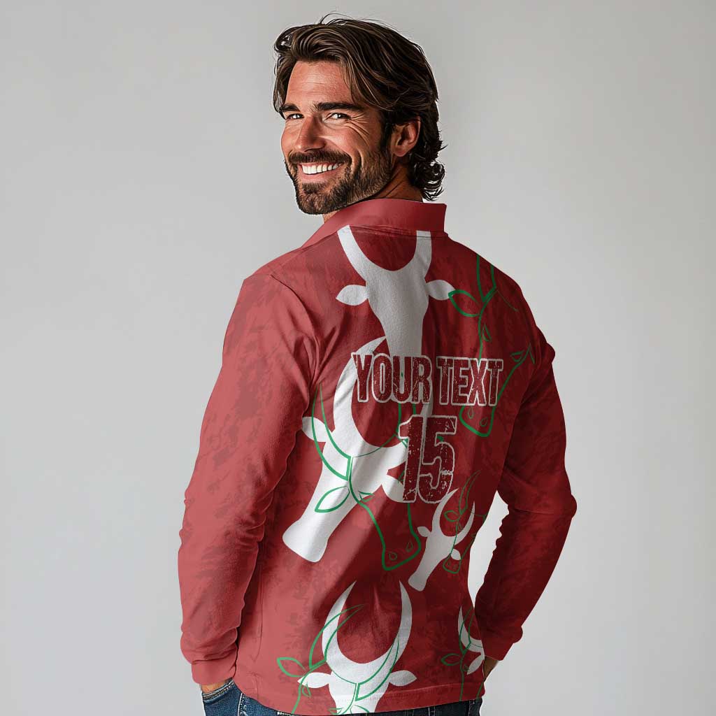 Custom Madagascar Football Long Sleeve Polo Shirt Alefa Barea