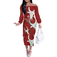 Custom Madagascar Football Off The Shoulder Long Sleeve Dress Alefa Barea