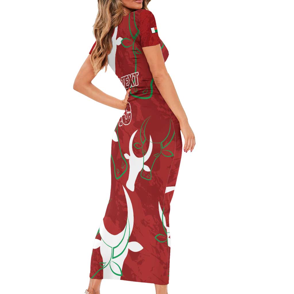 Custom Madagascar Football Short Sleeve Bodycon Dress Alefa Barea