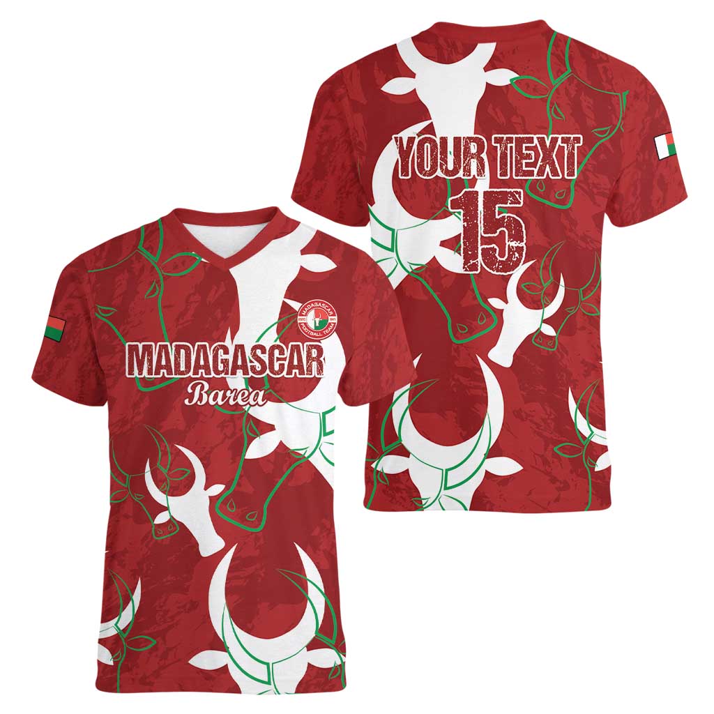 Custom Madagascar Football Women V-Neck T-Shirt Alefa Barea