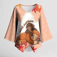 Cute Punch Monkey Kimono Sleeve Blouse Small But Bravo