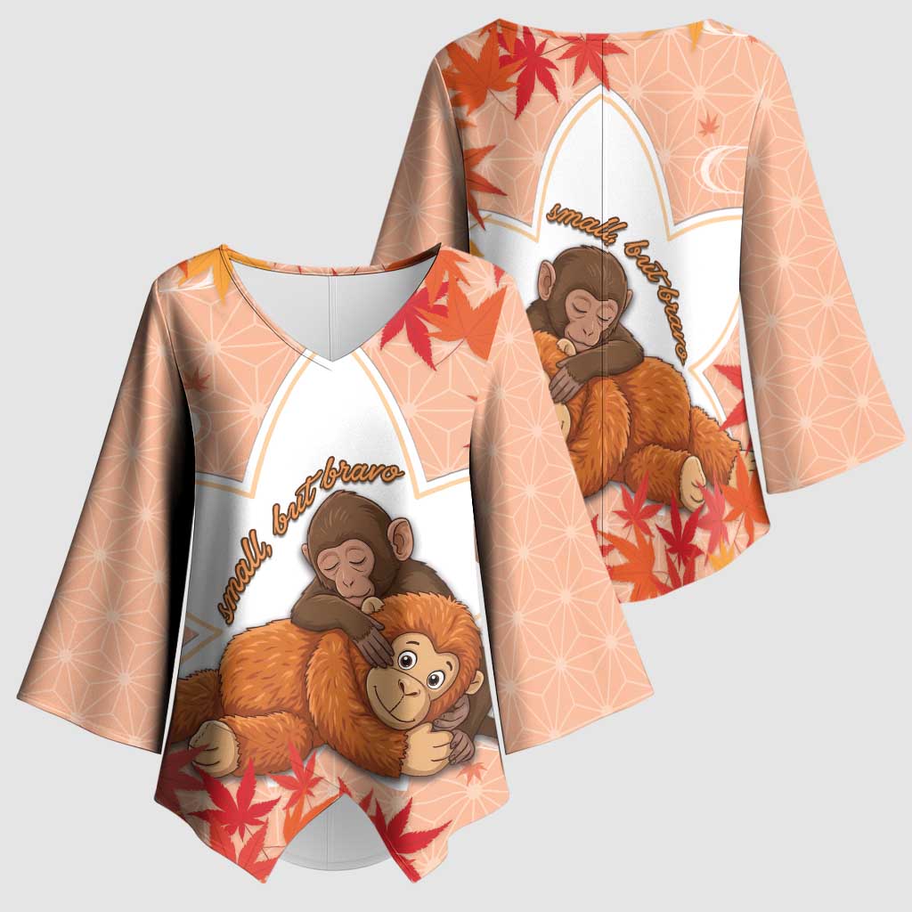 Cute Punch Monkey Kimono Sleeve Blouse Small But Bravo