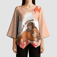 Cute Punch Monkey Kimono Sleeve Blouse Small But Bravo