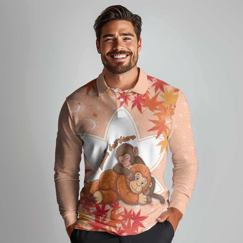 Cute Punch Monkey Long Sleeve Polo Shirt Small But Bravo