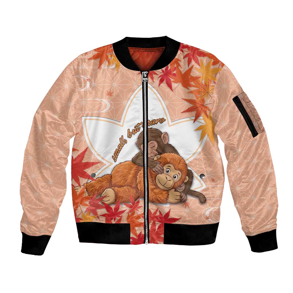 Cute Punch Monkey Sleeve Zip Bomber Jacket Small But Bravo