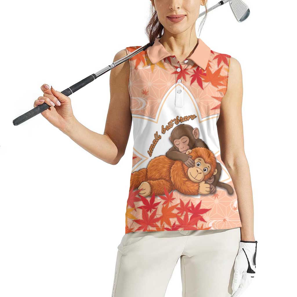 Cute Punch Monkey Women Sleeveless Polo Shirt Small But Bravo