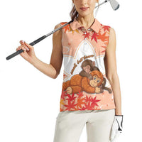 Cute Punch Monkey Women Sleeveless Polo Shirt Small But Bravo