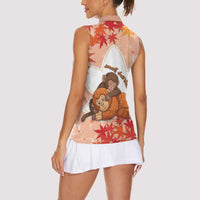 Cute Punch Monkey Women Sleeveless Polo Shirt Small But Bravo