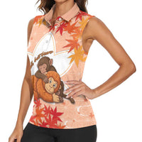 Cute Punch Monkey Women Sleeveless Polo Shirt Small But Bravo
