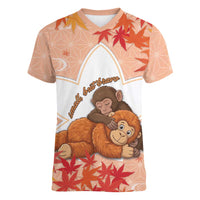 Cute Punch Monkey Women V-Neck T-Shirt Small But Bravo