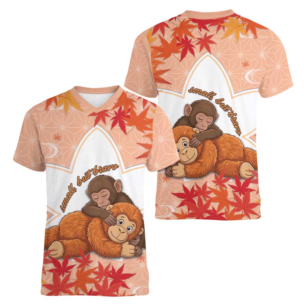 Cute Punch Monkey Women V-Neck T-Shirt Small But Bravo