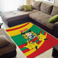 Benin National Day Area Rug Coat Of Arms Yellow Allamanda