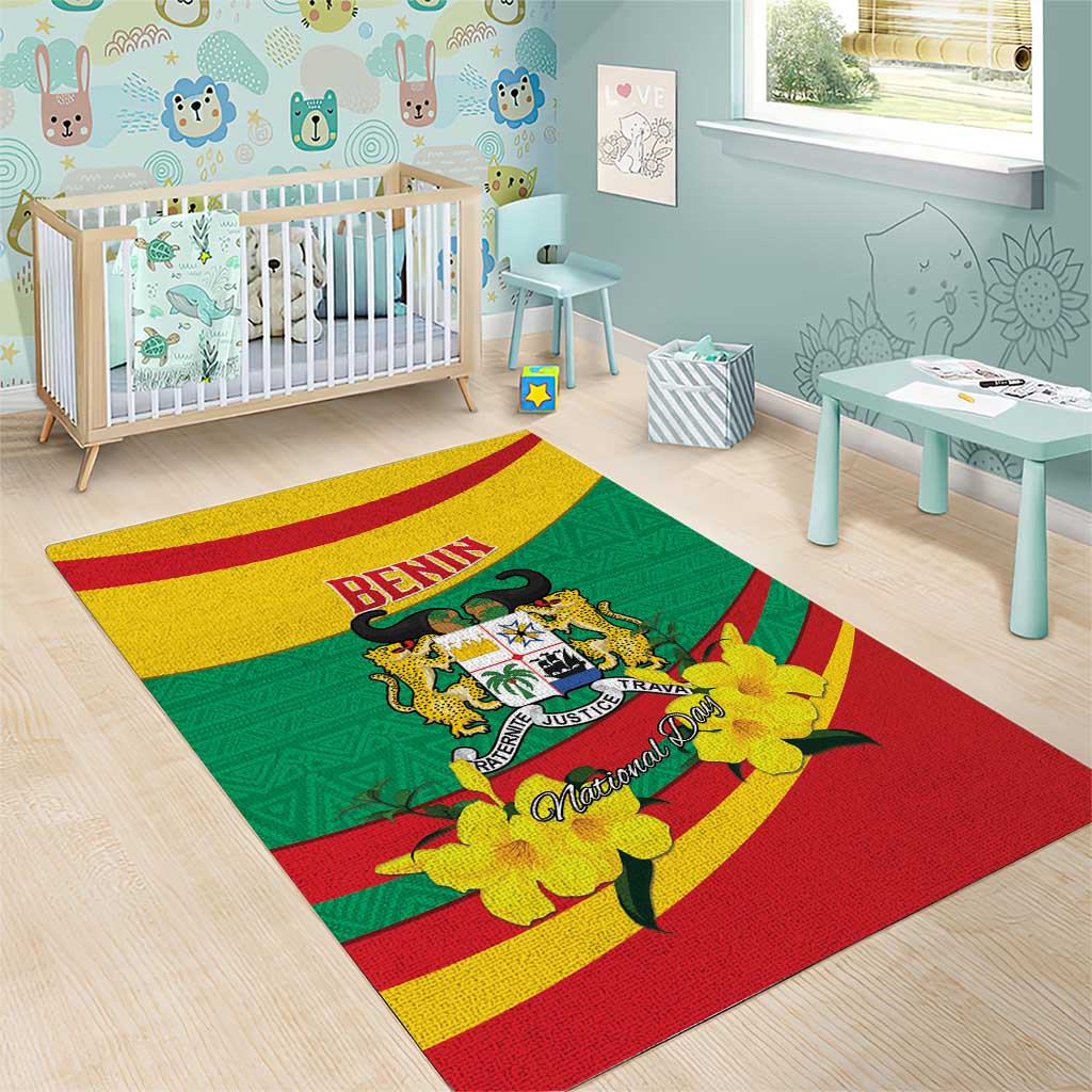 Benin National Day Area Rug Coat Of Arms Yellow Allamanda