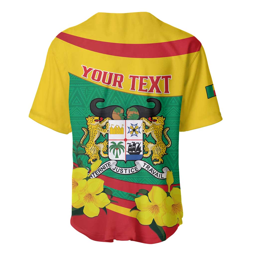 Personalised Benin National Day Baseball Jersey Coat Of Arms Yellow Allamanda