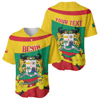 Personalised Benin National Day Baseball Jersey Coat Of Arms Yellow Allamanda