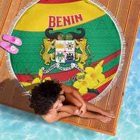 Benin National Day Beach Blanket Coat Of Arms Yellow Allamanda
