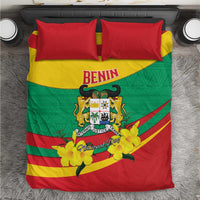 Benin National Day Bedding Set Coat Of Arms Yellow Allamanda
