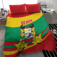 Benin National Day Bedding Set Coat Of Arms Yellow Allamanda