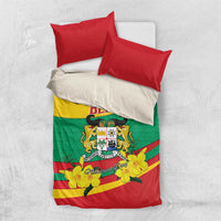 Benin National Day Bedding Set Coat Of Arms Yellow Allamanda