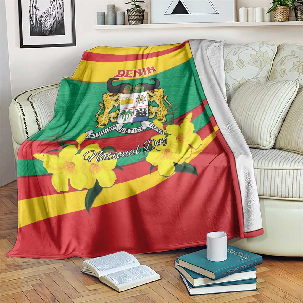 Benin National Day Blanket Coat Of Arms Yellow Allamanda