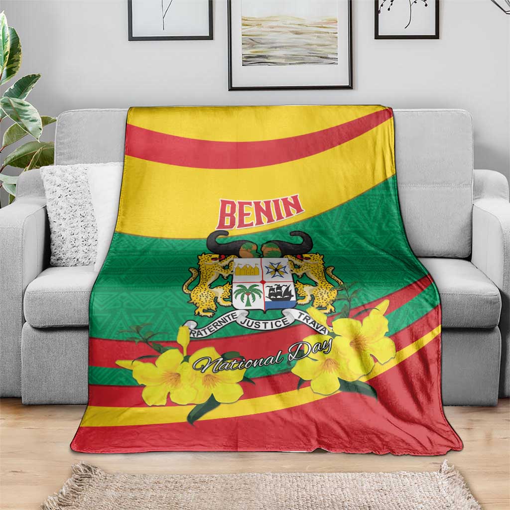 Benin National Day Blanket Coat Of Arms Yellow Allamanda