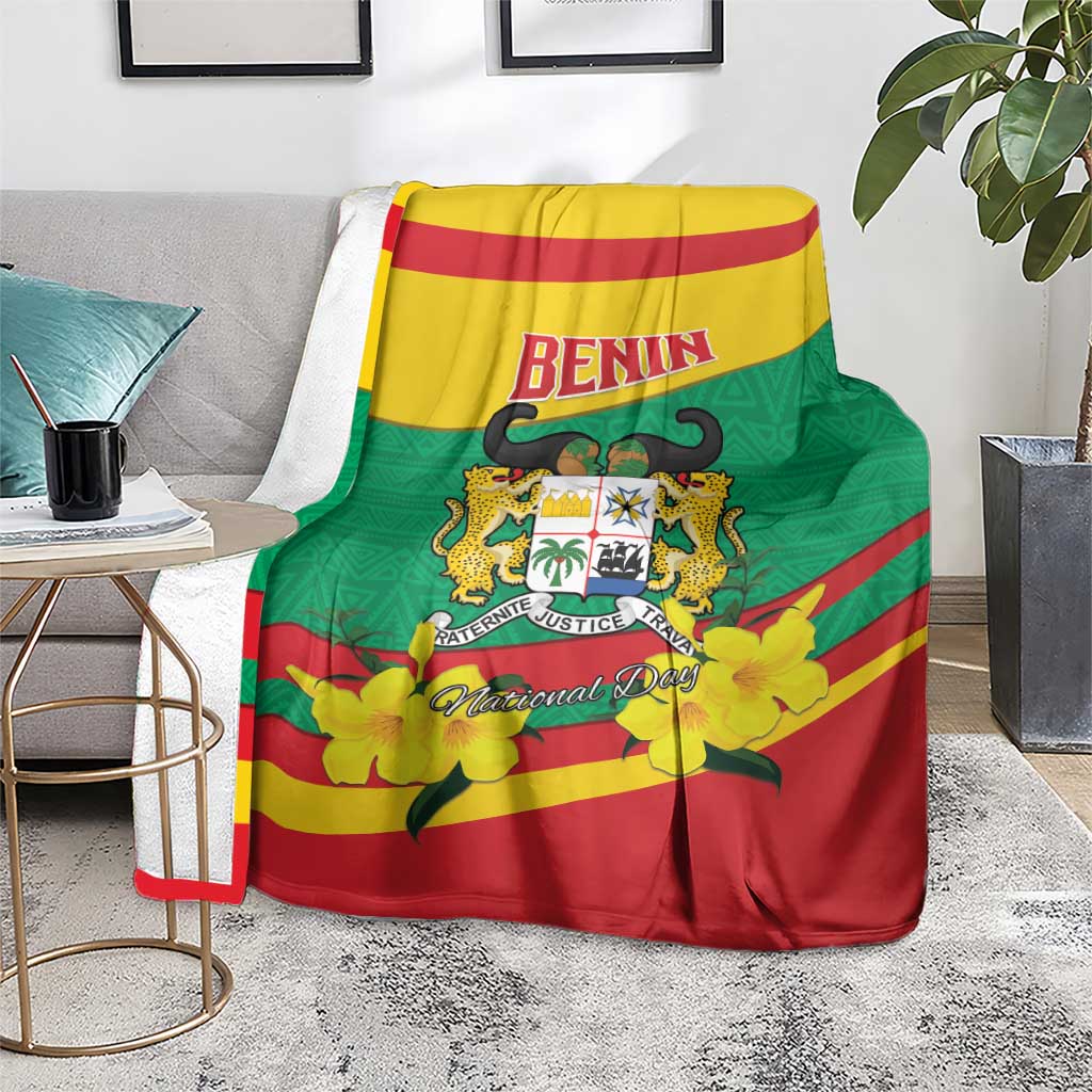 Benin National Day Blanket Coat Of Arms Yellow Allamanda