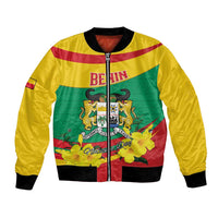 Personalised Benin National Day Bomber Jacket Coat Of Arms Yellow Allamanda