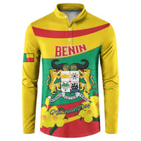 Personalised Benin National Day Button Sweatshirt Coat Of Arms Yellow Allamanda