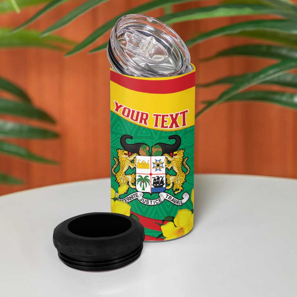 Personalised Benin National Day 4 in 1 Can Cooler Tumbler Coat Of Arms Yellow Allamanda