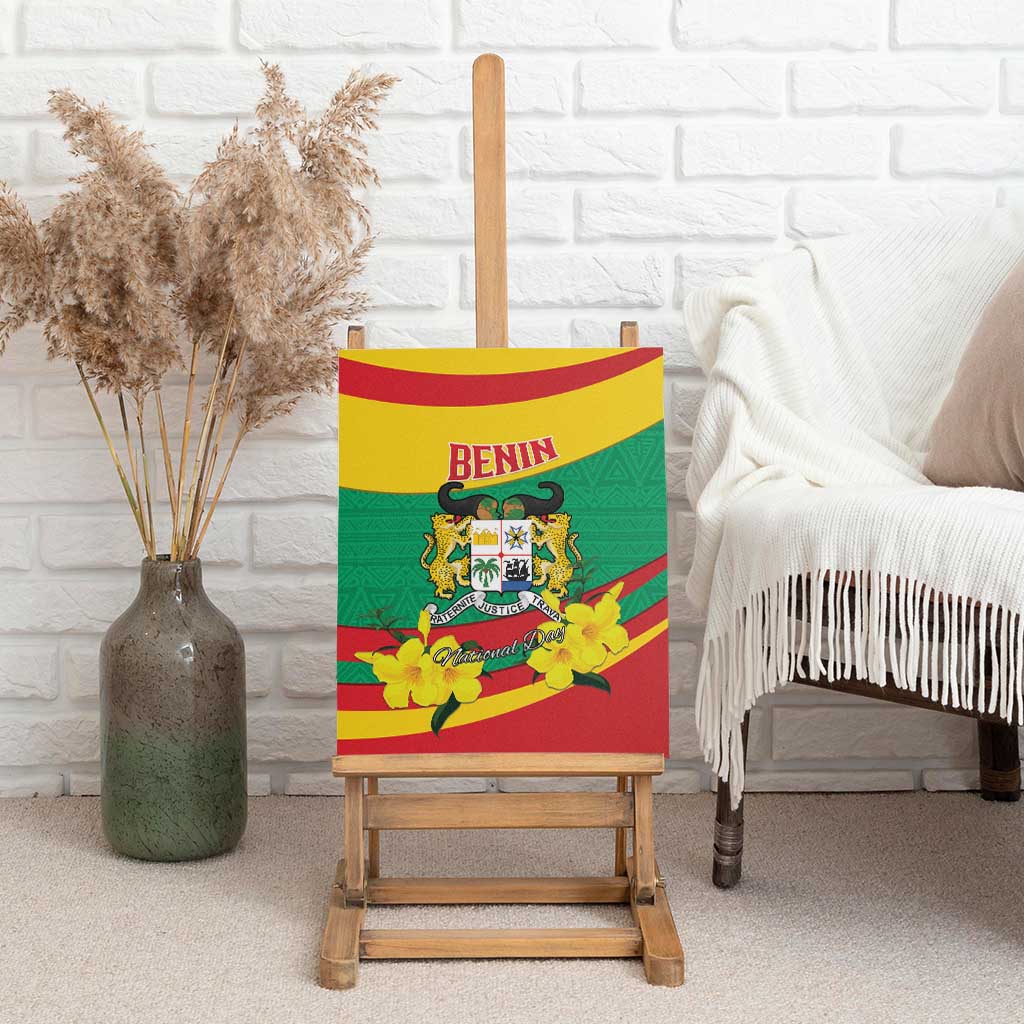 Benin National Day Canvas Wall Art Coat Of Arms Yellow Allamanda
