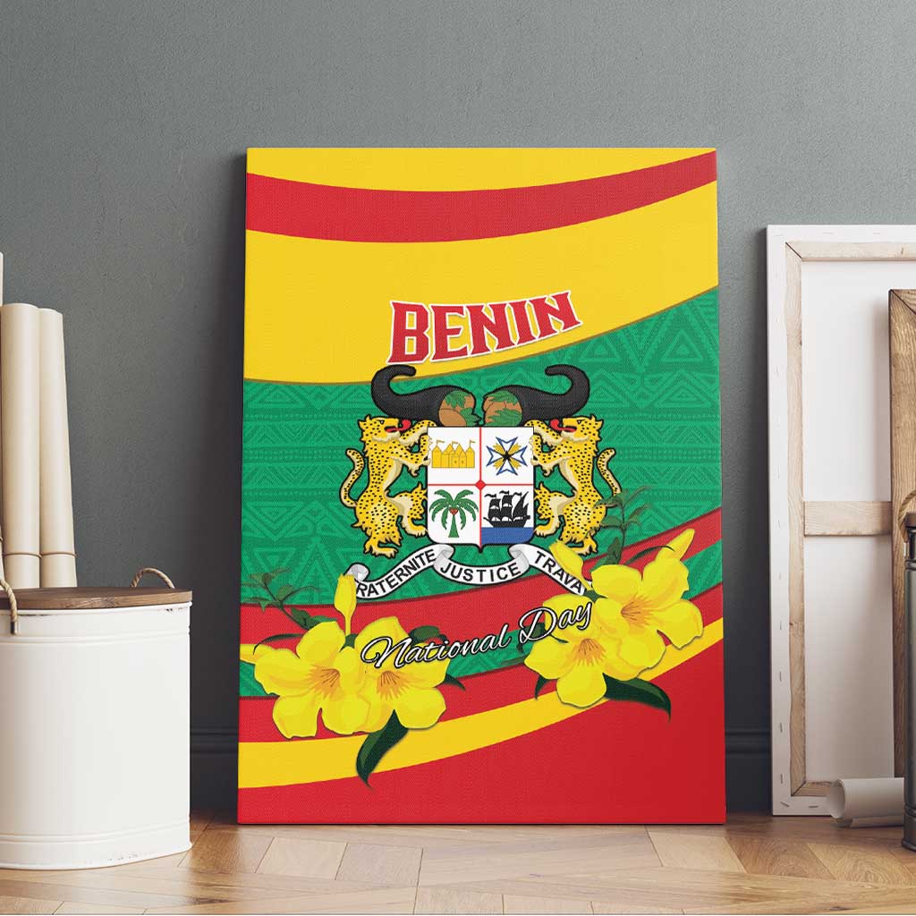 Benin National Day Canvas Wall Art Coat Of Arms Yellow Allamanda