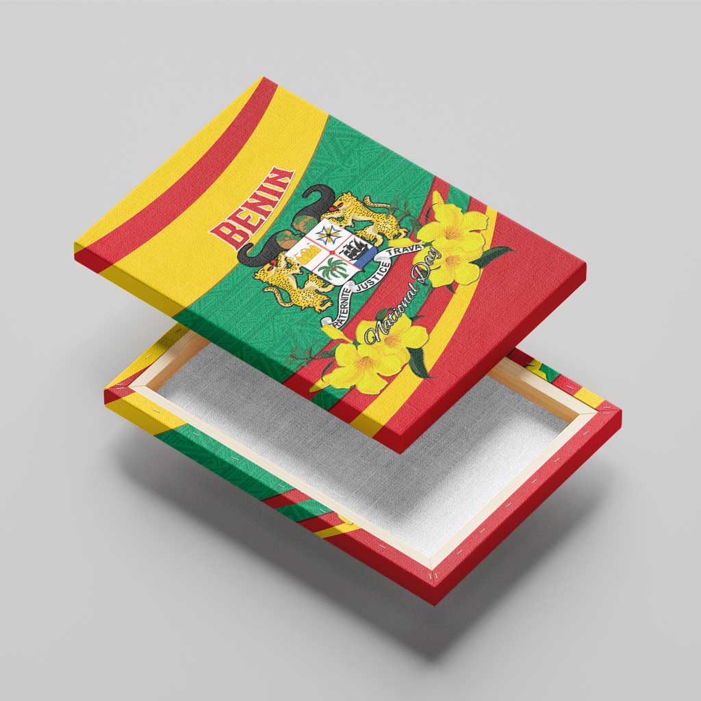 Benin National Day Canvas Wall Art Coat Of Arms Yellow Allamanda