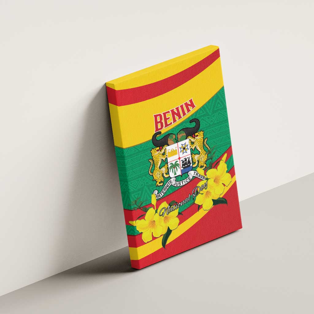 Benin National Day Canvas Wall Art Coat Of Arms Yellow Allamanda
