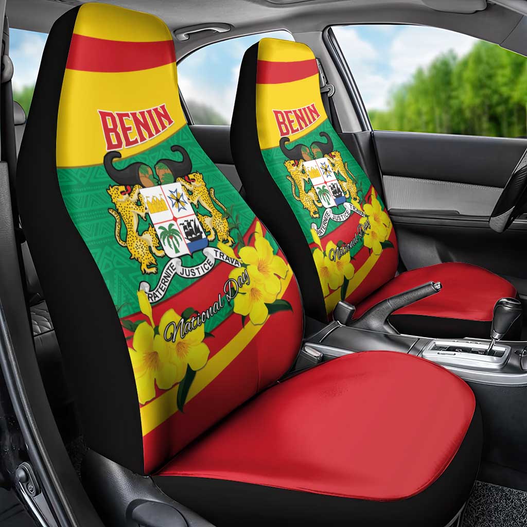 Benin National Day Car Seat Cover Coat Of Arms Yellow Allamanda