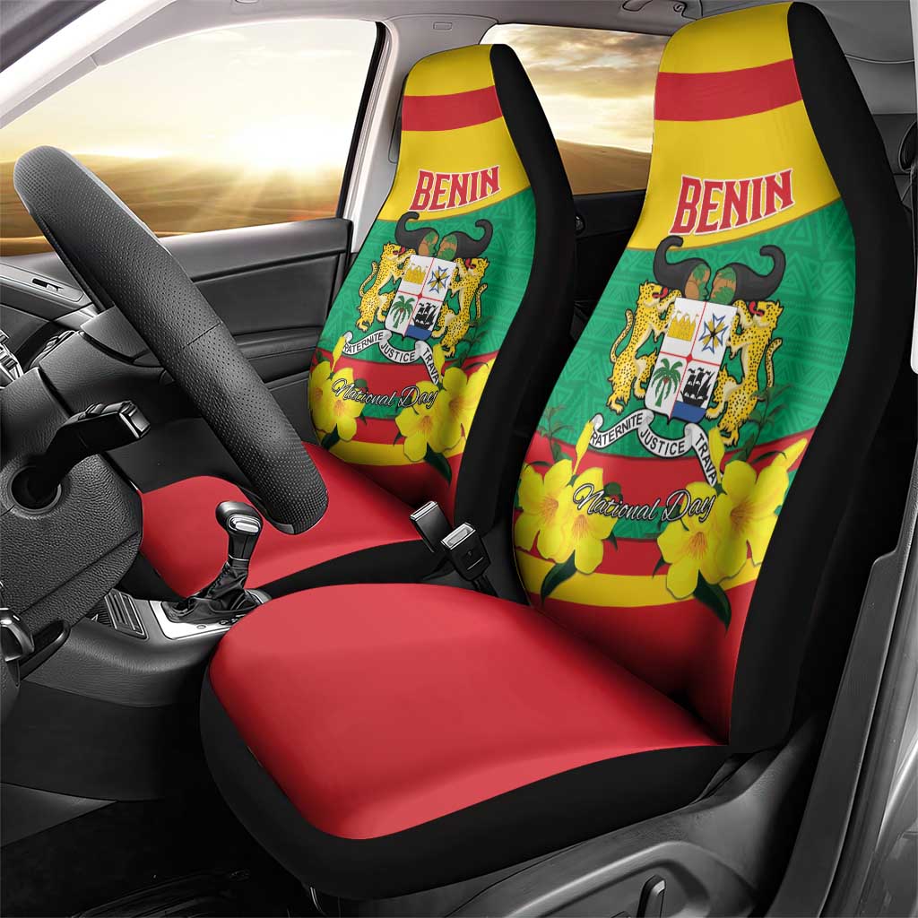 Benin National Day Car Seat Cover Coat Of Arms Yellow Allamanda