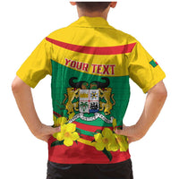 Personalised Benin National Day Family Matching Mermaid Dress and Hawaiian Shirt Coat Of Arms Yellow Allamanda