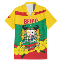 Personalised Benin National Day Family Matching Mermaid Dress and Hawaiian Shirt Coat Of Arms Yellow Allamanda