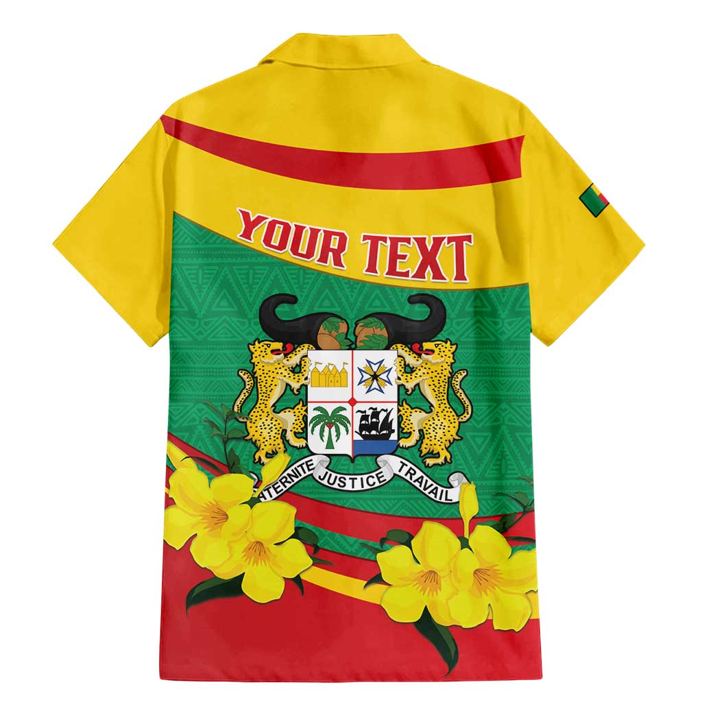 Personalised Benin National Day Family Matching Mermaid Dress and Hawaiian Shirt Coat Of Arms Yellow Allamanda