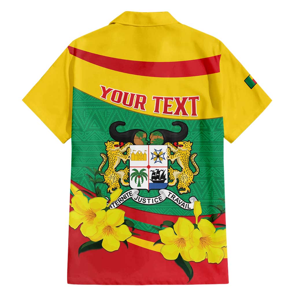 Personalised Benin National Day Family Matching Off Shoulder Maxi Dress and Hawaiian Shirt Coat Of Arms Yellow Allamanda