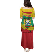 Personalised Benin National Day Family Matching Puletasi and Hawaiian Shirt Coat Of Arms Yellow Allamanda