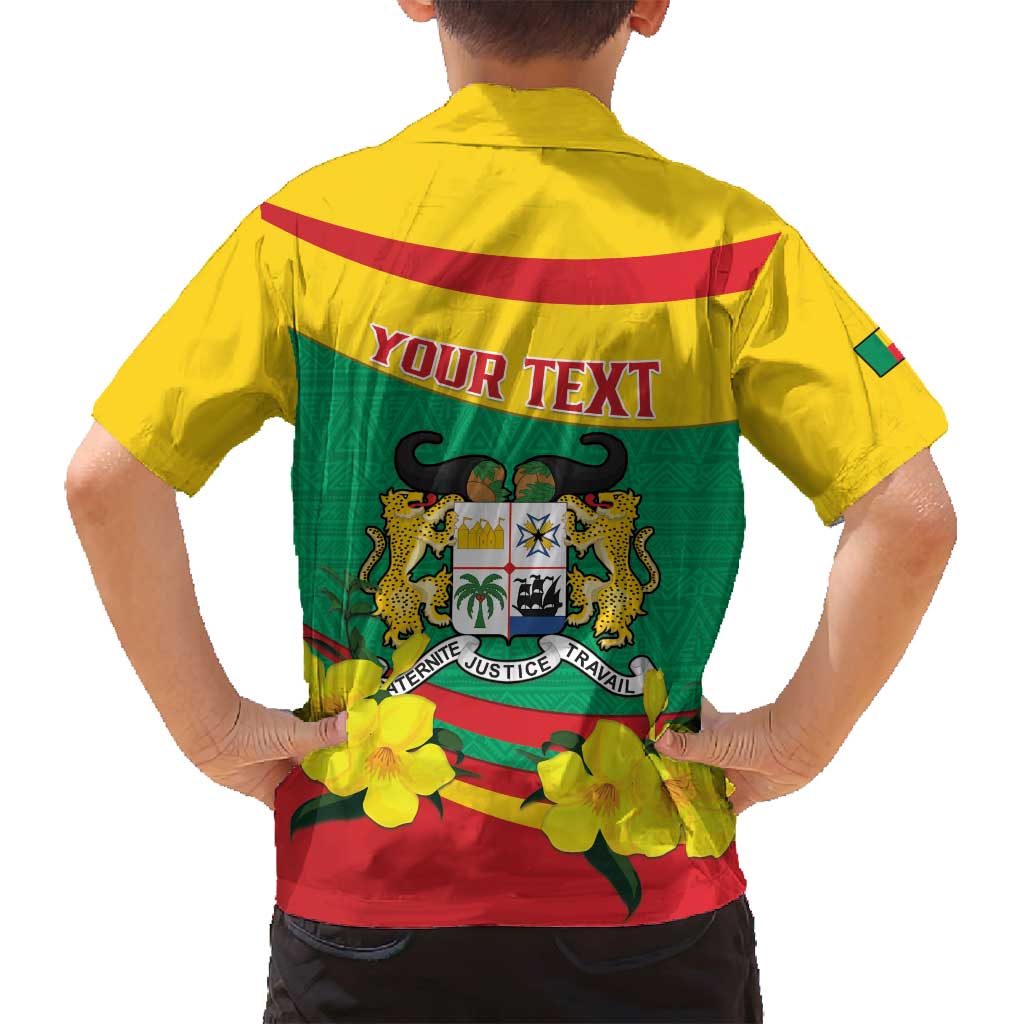 Personalised Benin National Day Family Matching Summer Maxi Dress and Hawaiian Shirt Coat Of Arms Yellow Allamanda