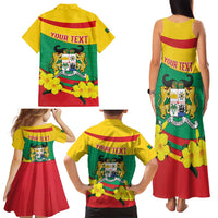 Personalised Benin National Day Family Matching Tank Maxi Dress and Hawaiian Shirt Coat Of Arms Yellow Allamanda