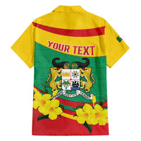 Personalised Benin National Day Family Matching Tank Maxi Dress and Hawaiian Shirt Coat Of Arms Yellow Allamanda
