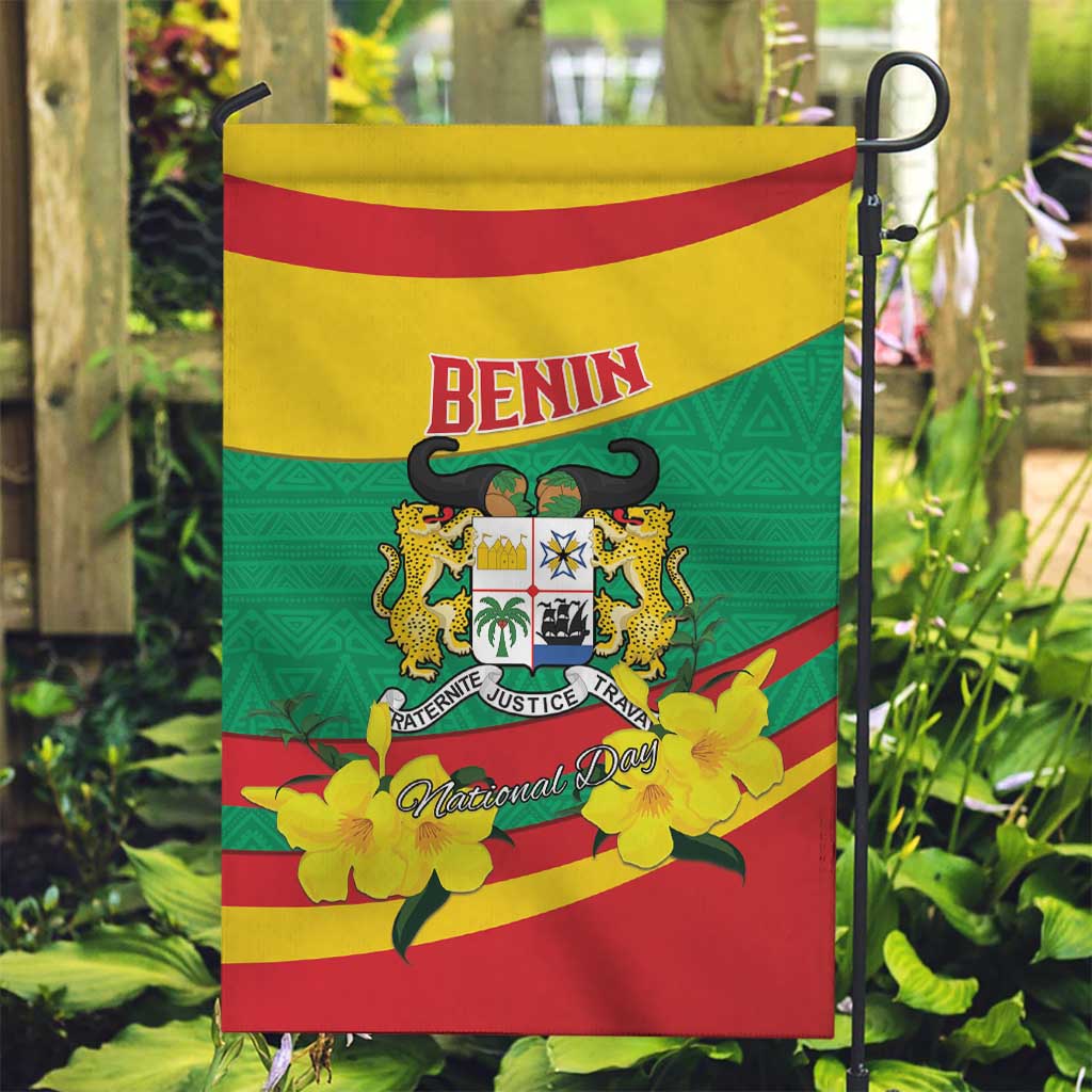 Benin National Day Garden Flag Coat Of Arms Yellow Allamanda